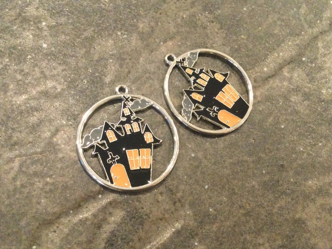 Black Halloween Haunted House Charms Nicely Detailed Package Etsy