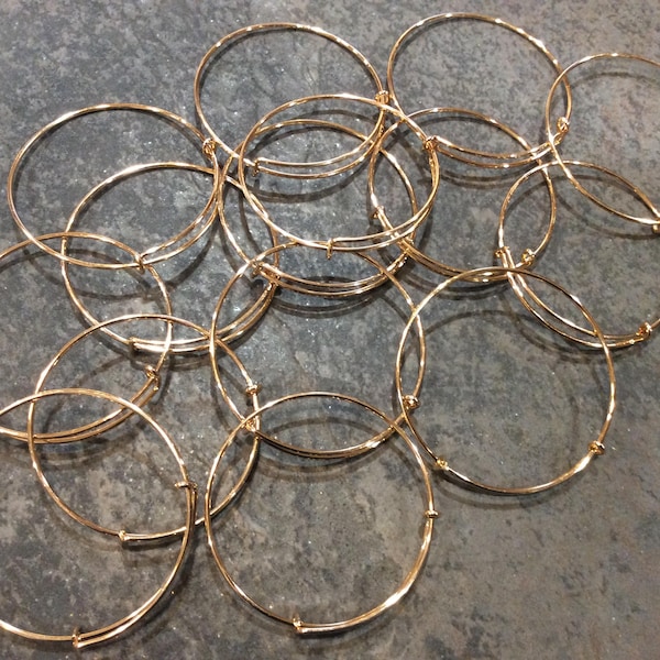 BULK BANGLE SALE Set of 15 Adjustable bangle bracelets in Gold finish