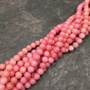 CLEARANCE Pink Jade 6mm beads 15”  strand beads for jewelry making Gorgeous color!