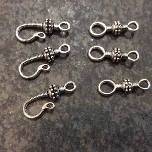 Antique Silver  Hook Clasps Bali style clasps pack of 3 clasps Rustic Antique Silver Jewelry Findings