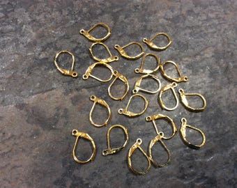 Gold plated Leverback Earwires 5 or 10 pairs 18k gold plate over German Silver earring findings USA seller