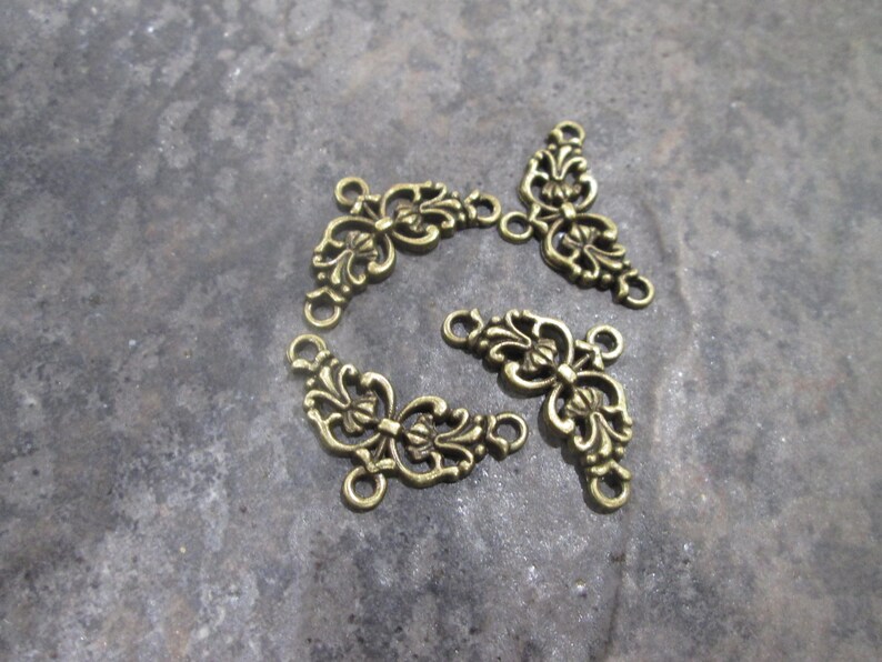 Bronze Filigree Y necklace connector package of 4 necklace or bracelet connectors
