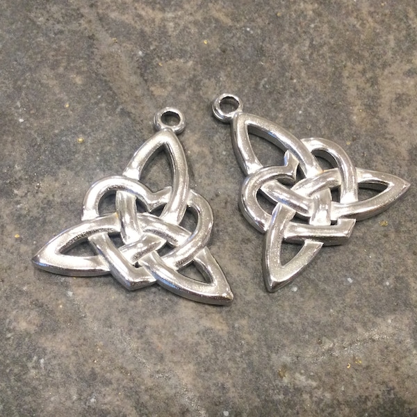 Celtic knot pendant charms package of 2 beautiful quality stainless steel charms Irish charms