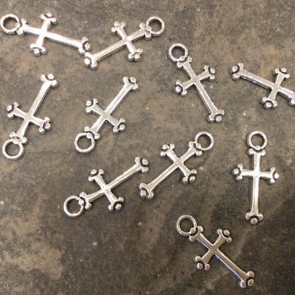 CLEARANCE BULK ornate cross charms package of 10 filigree cross charms Religious Christian great for adjustable bangle bracelets