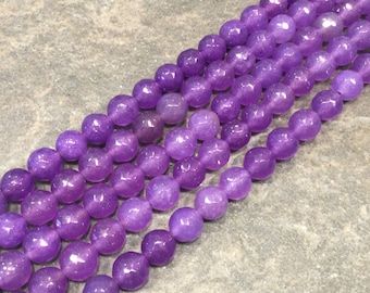 Violet purple Faceted Malaysian Jade 8mm beads 14 inch strand for jewelry making Gorgeous Fall colors!