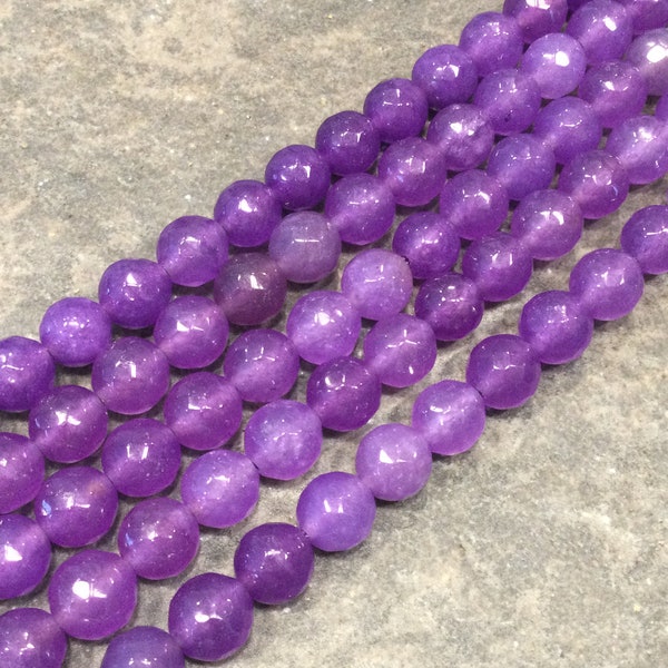 Violet purple Faceted Malaysian Jade 8mm beads 14 inch strand for jewelry making Gorgeous Fall colors!