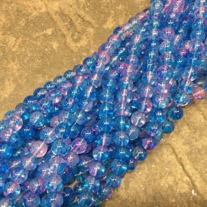 COMPRA ESPECIAL Mezcla de azul cielo y lila Cuentas redondas de 6 mm con acabado galvanizado AB Tira completa de 31”