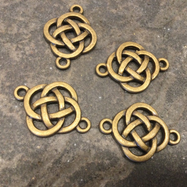 Celtic knot connector charms in bronze finish package of 4 beautiful quality charms Irish charms  for bracelets and necklaces