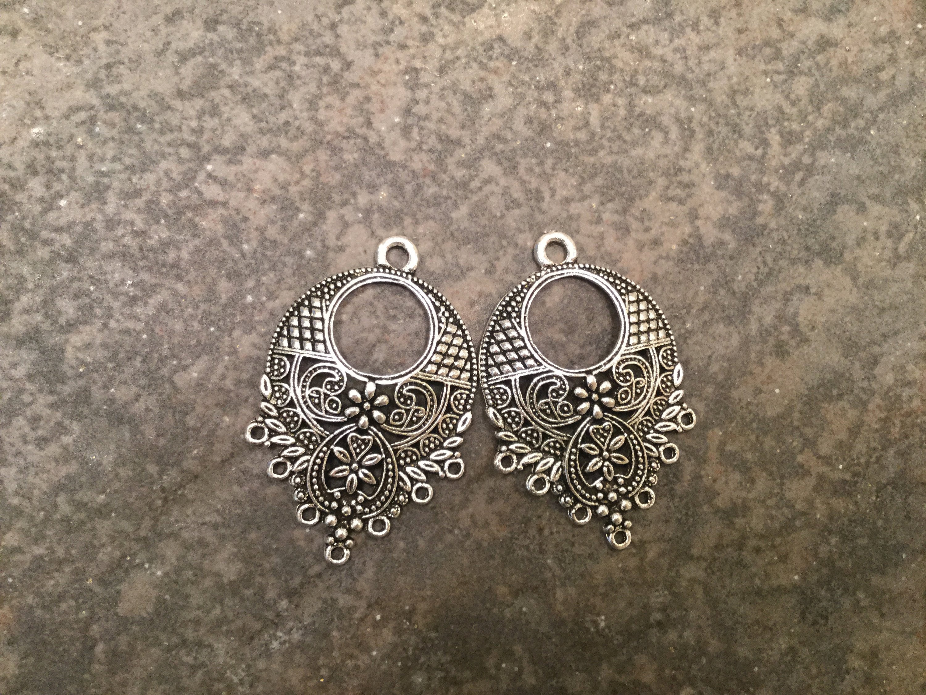 Round Filigree Chandelier earring forms  Package of one pair ornate C…