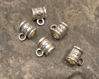 Anneaux à grand trou en argent antique avec design tribal Paquet de 5 joncs ou porte-breloques pour bracelets européens