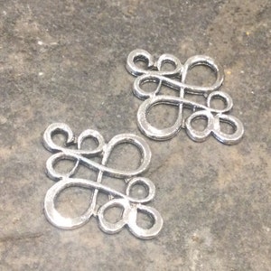 Silver filigree quatrefoil connectors for jewelry making Earring Connectors Tassel holders package of 2