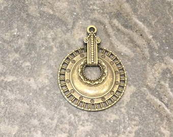 CLEARANCE Boho Circle Pendant in antique bronze Tribal style statement necklace pendants Sold per pendant