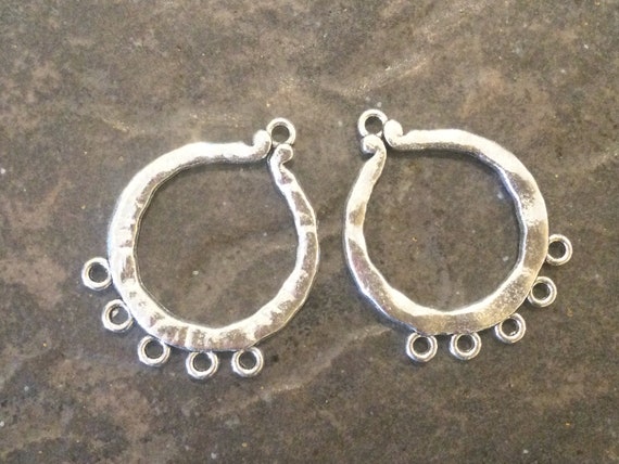 Silver rustic Chandelier Earring Findings Package of 2 Boho style earring supplies