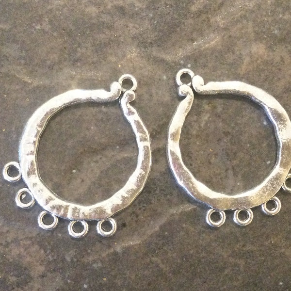 Silver rustic Chandelier Earring Findings Package of 2 Boho style earring supplies