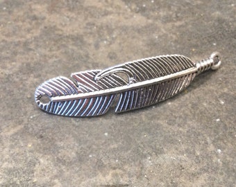 Silver feather bracelet connector Great for men’s jewelry One connector