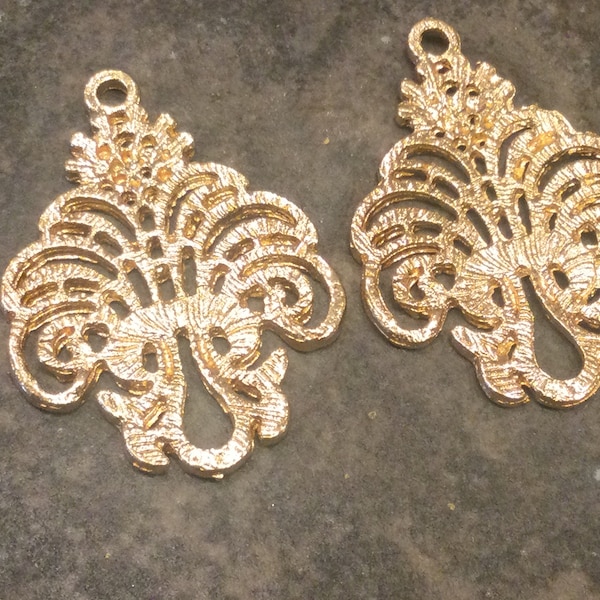 CLEARANCE Light Gold filigree Chandelier Earring Findings Package of 2 Elegant earring supplies
