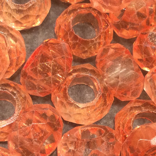 SPECIAL BUY Fall Orange large hole Rondelle beads for European bracelets Package of 10 faceted glass beads