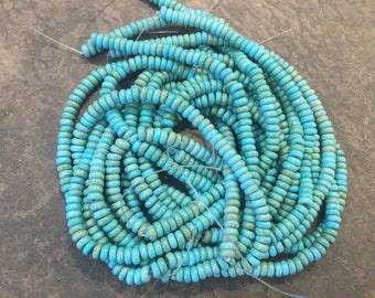 Turquoise Howlite rondelle Beads 6 x 3mm  Full 15 1/2” strand for jewelry making