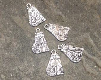 Silver Cat Charms Package of 5 charms for jewelry making Lead free