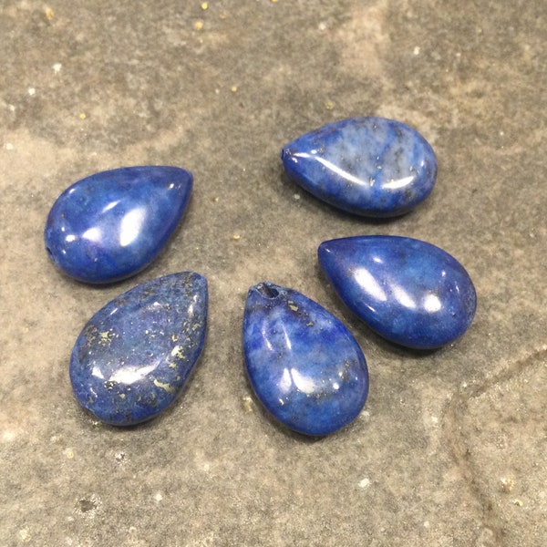 CLEARANCE Small Lapis Lazuli Teardrop Briolette Beads Set of 5 12mm briolettes