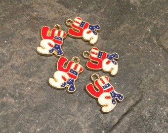 CLEARANCE USA American Flag enamel star charms Package of 5 charms Patriotic charms Military charms Fourth of July charms