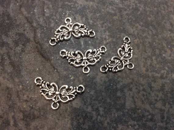 Silver Filigree Y necklace connector package of 4 necklace or bracelet connectors