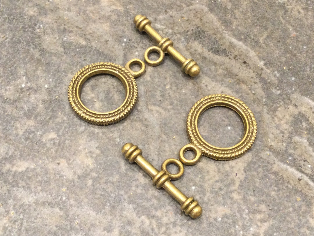 Antique Bronze Toggle Clasps With Rope Detail Package of 2 Clasps 24 X ...