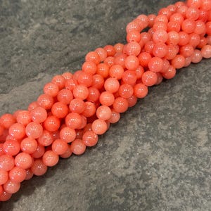 Coral Jade 8mm beads 15” strand beads for jewelry making Gorgeous color!