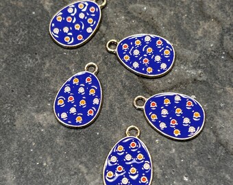 Easter Egg charms in gold finish with purple  enamel detail Package of 5 charms
