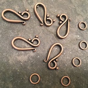 Antique Copper Hook Clasps Filigree style clasps pack of 5 clasps Elegant Antique Copper Jewelry Findings