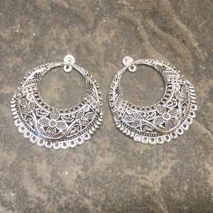 Round Filigree Chandelier earring forms  Package of one pair ornate Marcasite look Chandelier earring connectors