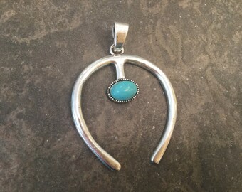 Squash Blossom Pendant with Turquoise Howlite detail