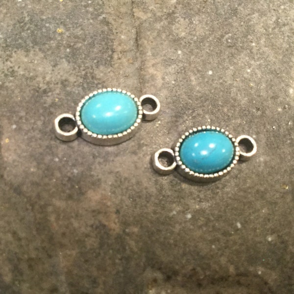 Turquoise oval connectors Package of 2
