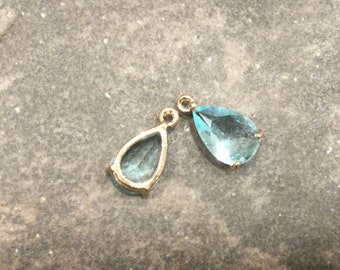 CLEARANCE Light Aqua Blue Bezel Set Faceted Glass Charms