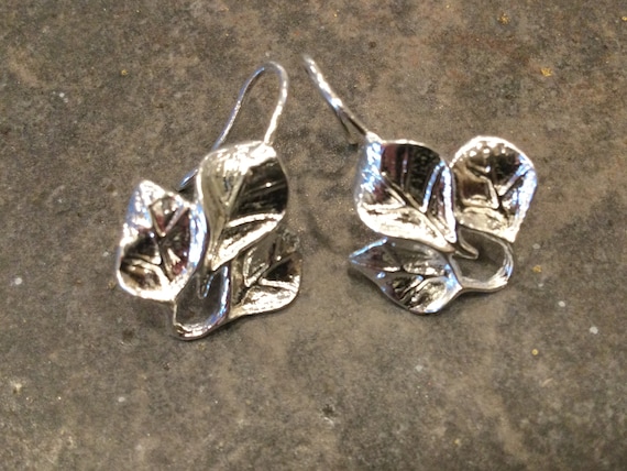 Silver Leaf Style Earring Wires for Jewelry Making One Pair 