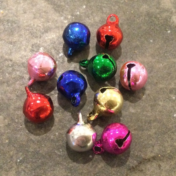 Colorful Jingle Bell charms Package of 10 round Bell charms for jewelry making and crafts
