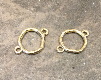 Light  Gold Circle Connectors Package of 2 Bracelet, Necklace or Earring Connectors for jewelry making