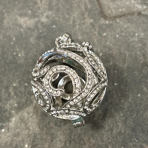 CLEARANCE Round diffuser locket with Antique Silver finish and rhinestone detail Essential Oil diffuser opens and closes