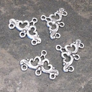 CLEARANCE Three Strand Connectors in Antique Silver finish Package of 4 filigree connectors