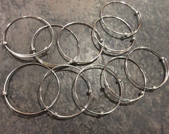 Stainless Steel Adjustable bangle bracelets set of 10 non-tarnish