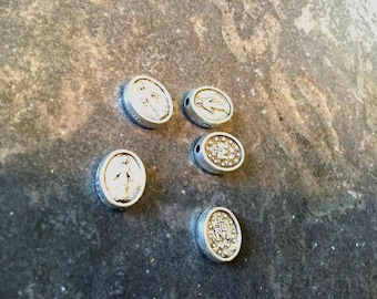 Silver Miraculous Medal Beads package of 5 oval charms double sided Mother Mary Virgin Mary charms Religious charms