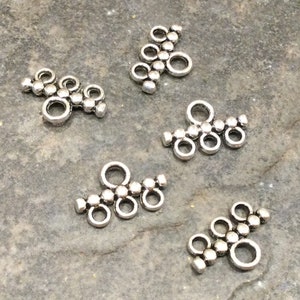 Silver Filigree three strand connectors package of 5 necklace or bracelet connectors