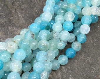 Sky Blue Crackle Agate 8mm Gemstone Beads 15" strand for jewelry making Summer beads