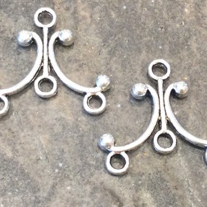 Three Strand Connectors in Antique Silver finish Package of 2 large filigree connectors