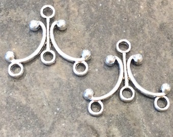 Three Strand Connectors in Antique Silver finish Package of 2 large filigree connectors