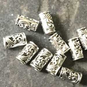 Filigree Tube Beads package of 10 beads Large Hole beads great for leather cords