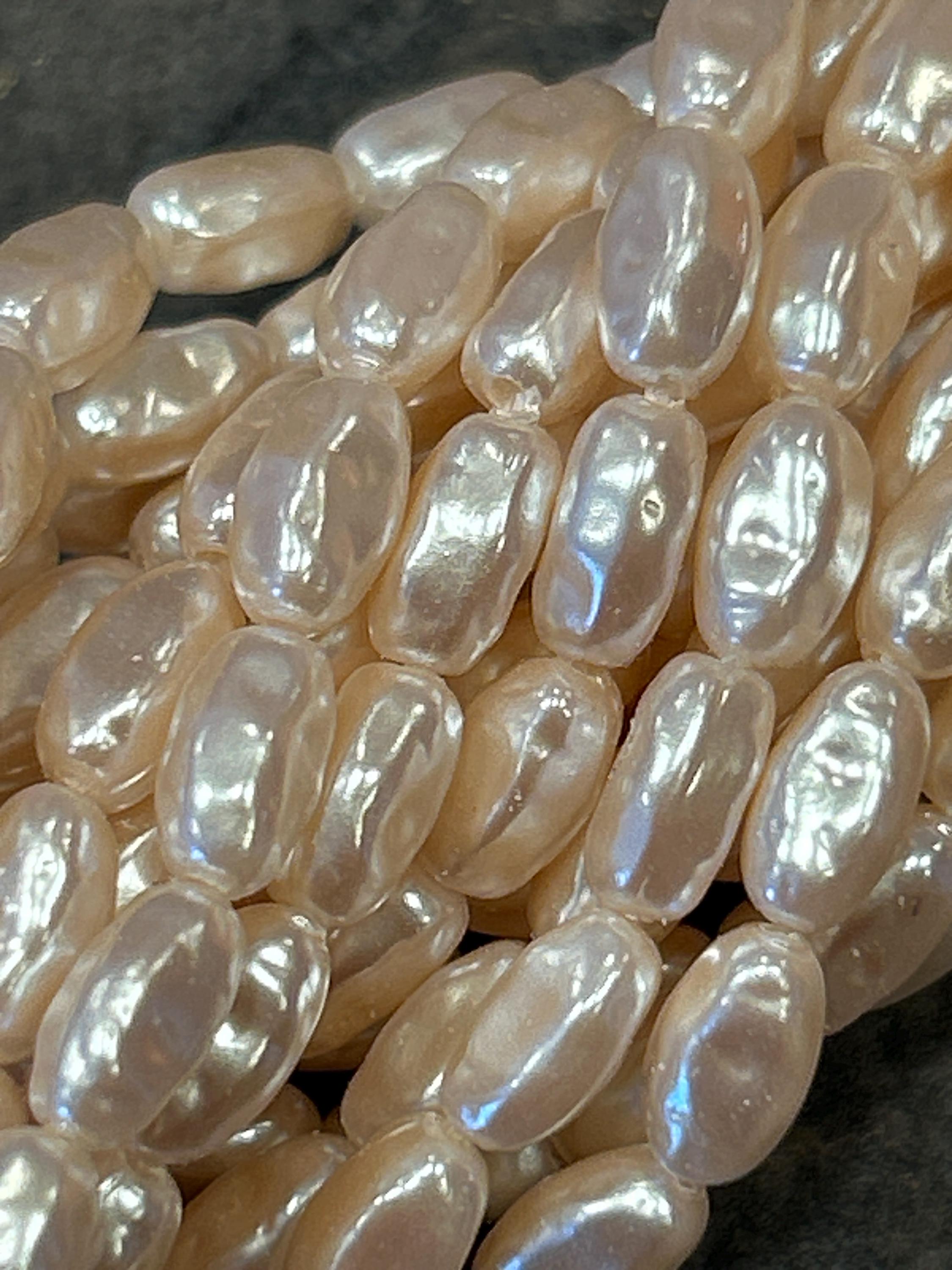 Vintage Creamy White Baroque Faux Rice Pearl Strands From Japan One ...