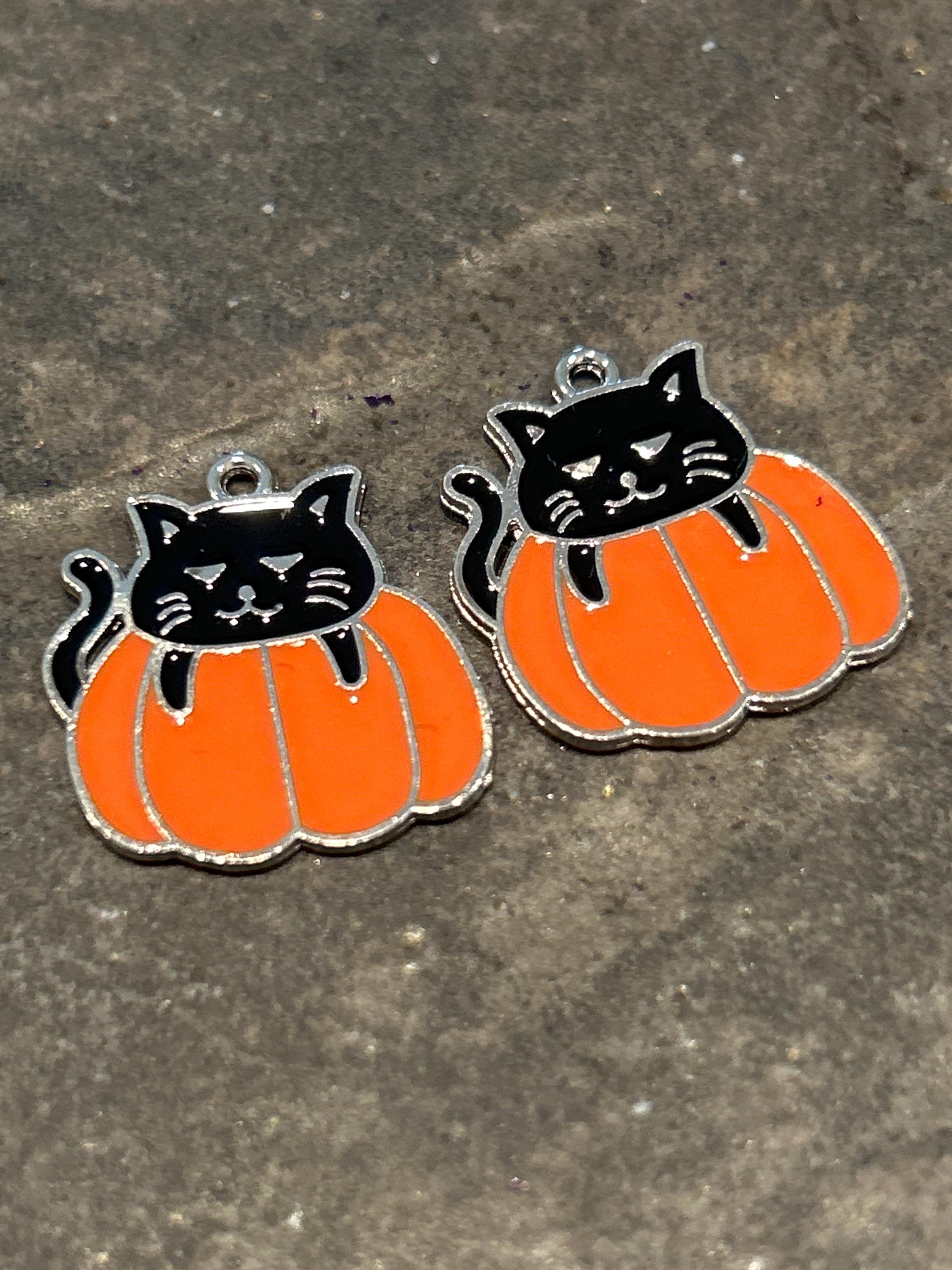 61 ～Halloween～うにゃぽいパンプキンプリン チャーム オーダーページ CLEARANCE Enamel Halloween Pumpkin and Cat Charms Package of 2