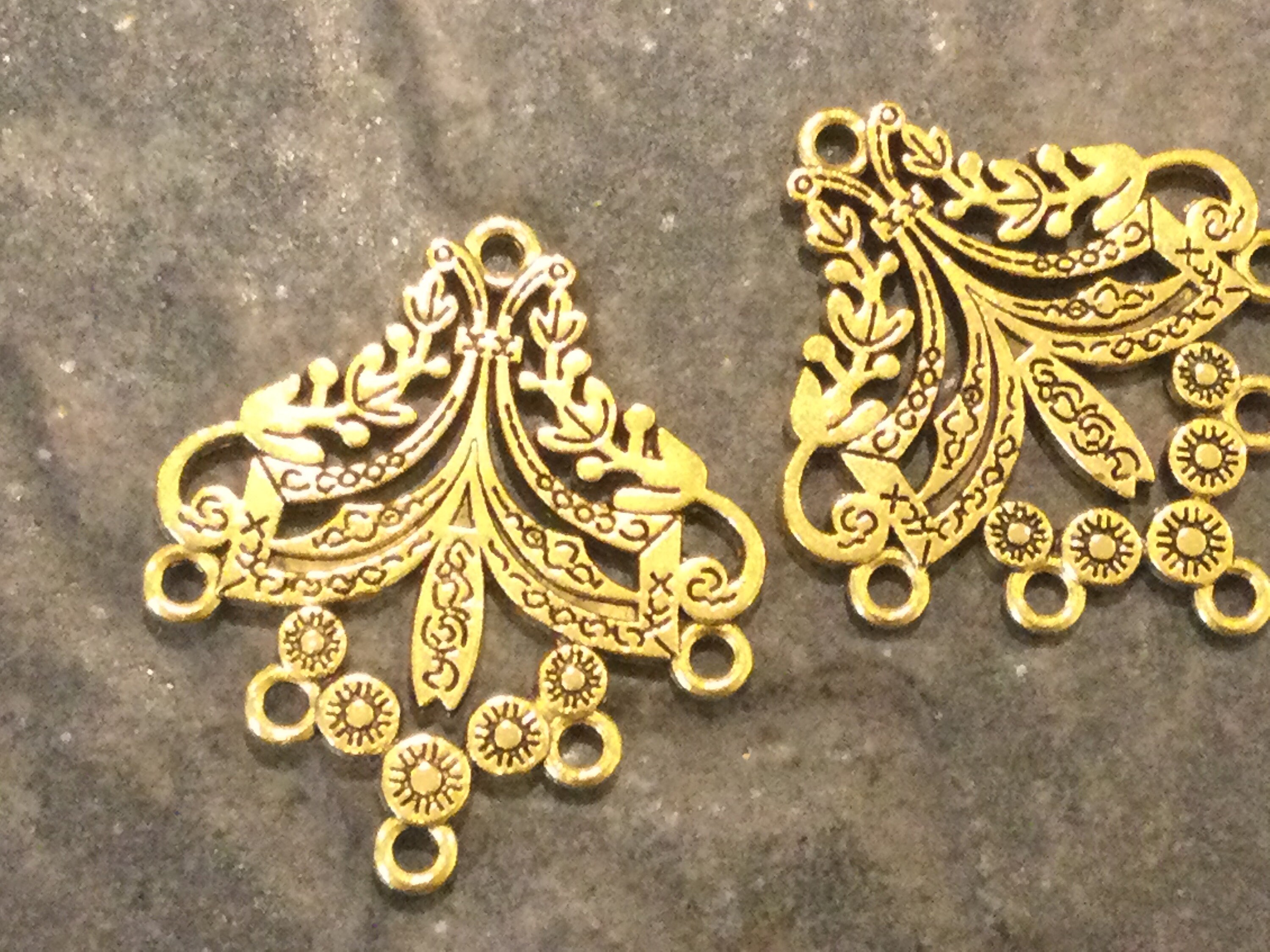 Antique Gold Filigree Chandelier Earring Findings Package of 2 Etsy