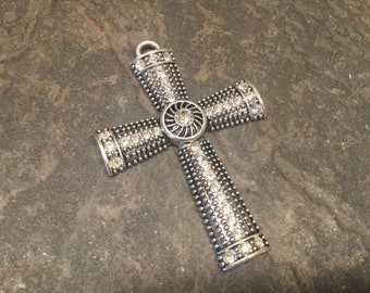 CLEARANCE Large Ornate silver Celtic cross charms with Rhinestone crystals Religious Christian charms great for pendants